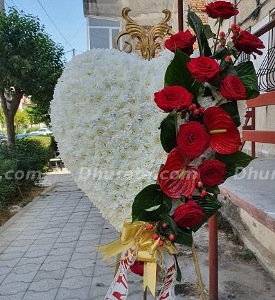 White heart wreath